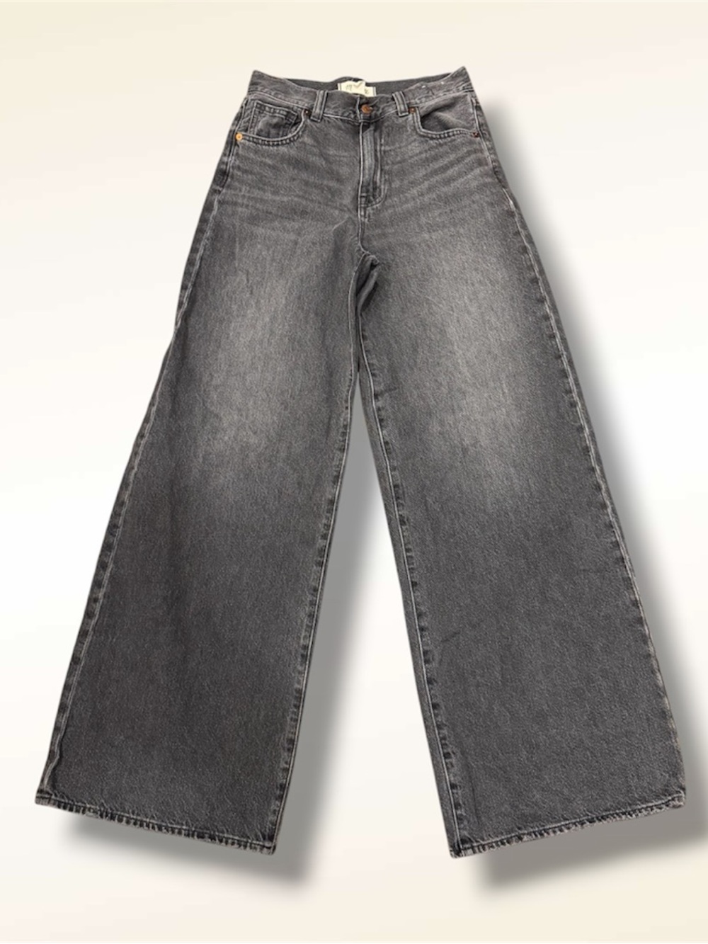 Madewell Super High-Rise Wide Leg Jeans in Washed Black Grey, 24